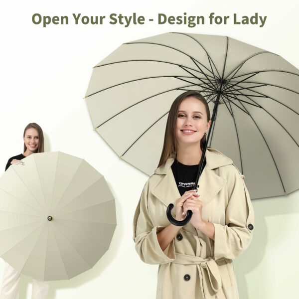 Windproof Macaron Color Stick Umbrella for Women - Image 3