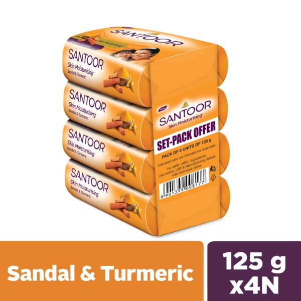 Sandal & Turmeric Soap for Total Skin Care, 125g (Pack of 4) - Image 2