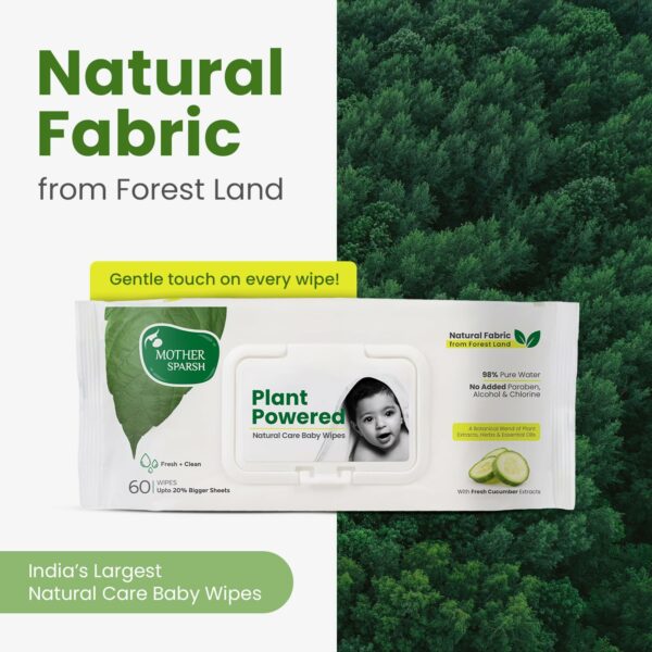 Natural Baby Wet Wipes - Plant-Based, Cucumber Extract, 60 Pcs (Pack of 3) - Image 2
