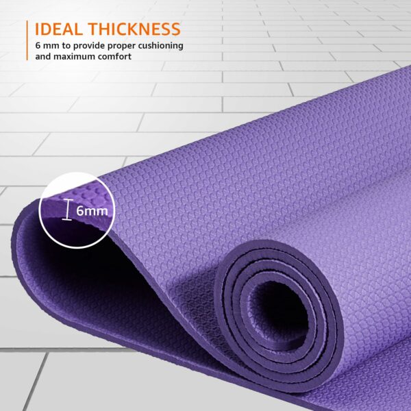6 MM Thick Anti-Slip Yoga Mat with Carry Bag - Purple - Image 6