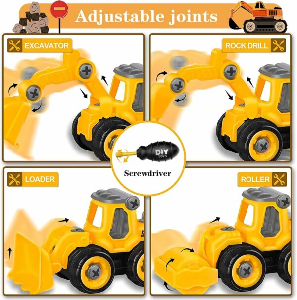 4-in-1 Construction Truck Toys Set for Kids - DIY Assembly - Image 3