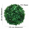 Set of 4 Green PVC Eucalyptus Boxwood Topiary Grass Balls - 18 cm