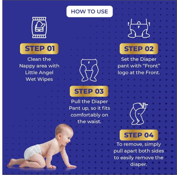 Easy Dry Diaper Pants for Babies - 12 Hrs Absorption, Large Size (62 Pieces) - Image 2