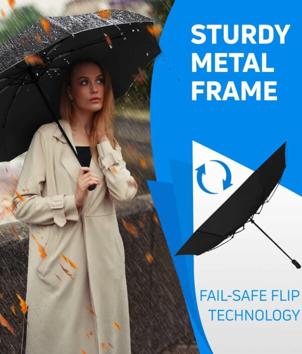 23 Inch Black Automatic Windproof Umbrella - Compact & Durable - Image 5