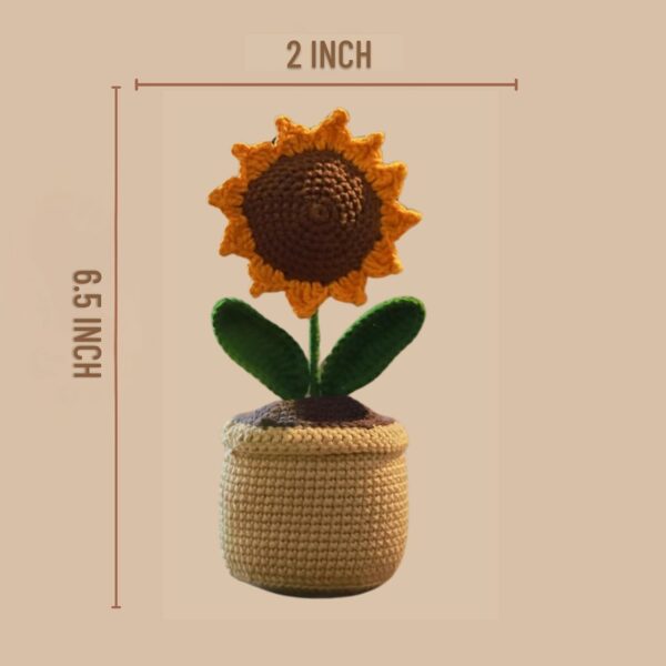 Handmade Crochet Sunflower & Daisy Potted Plants for Home & Car Decoration - Image 3