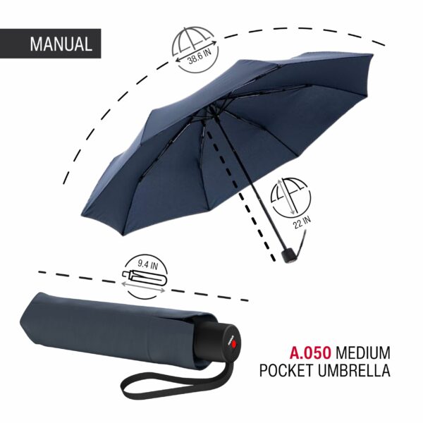 Compact Manual Open Close Windproof Travel Umbrella - 99cm Canopy - Image 2