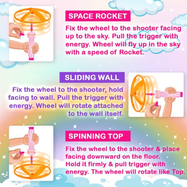 3 in 1 Unicorn Flying Saucer Toy for Kids - Rocket, Slide & Spin - Image 3