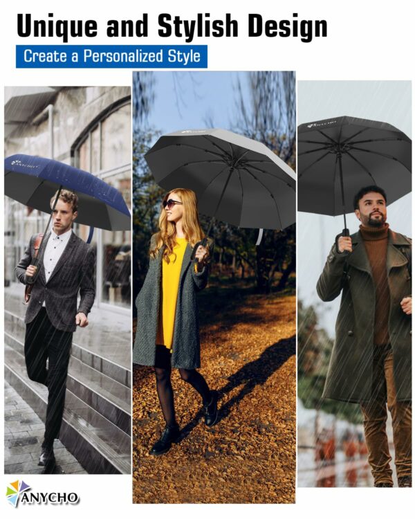 Compact Windproof Travel Umbrella with Carabiner Handle - Image 6