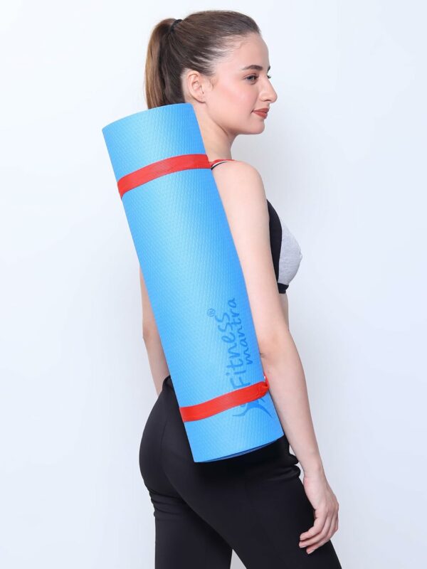 Eco-Friendly 6mm Anti-Slip Yoga Mat with Strap - Blue - Image 6