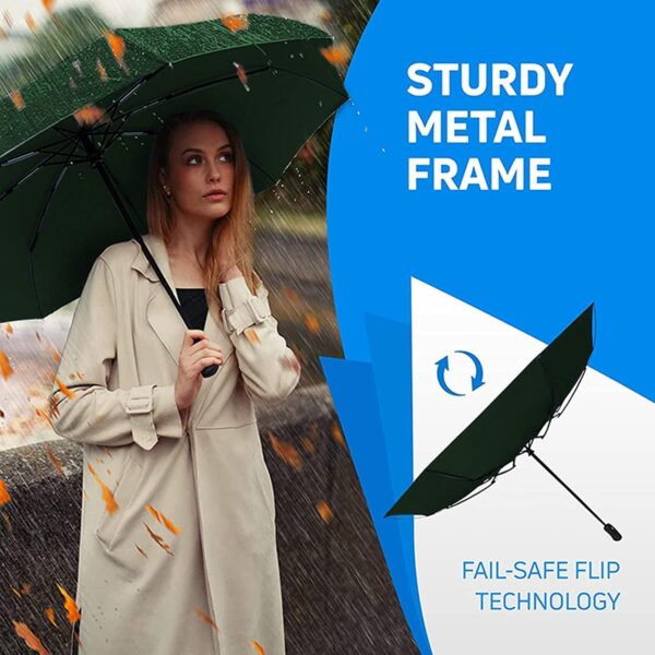 Compact Windproof Umbrella for Travel - 10 Fiberglass Ribs - Image 3