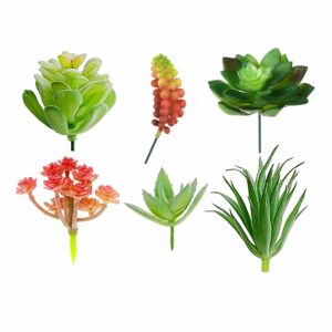 Pack of 6 Artificial Succulent Plants for Home Decor - Multi Size
