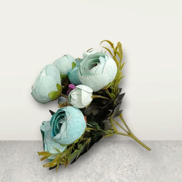 Artificial Sea Green Rose Flower Bunch for Home Decor, 35cm - Image 2