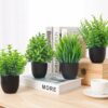 Set of 4 Mini Eucalyptus Artificial Potted Plants for Home Decor