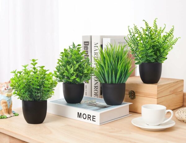 Set of 4 Mini Eucalyptus Artificial Potted Plants for Home Decor - Image 2