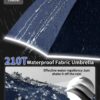 Windproof 45 Inch 3-Fold Umbrella with Reflective Stripe - UV Protection