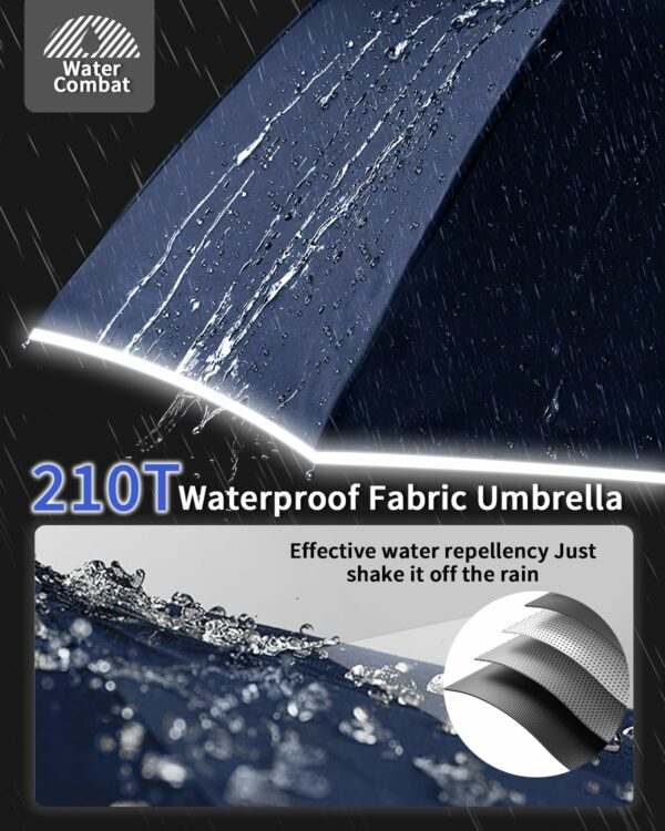 Windproof 45 Inch 3-Fold Umbrella with Reflective Stripe - UV Protection - Image 6