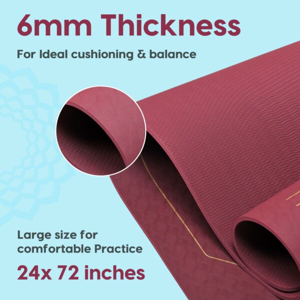 Extra Wide Non-Slip Yoga Mat with Carry Strap - 6mm Thick - Image 6
