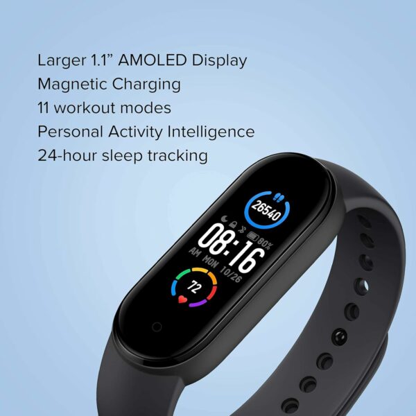 MI Smart Band 5 - 1.1" AMOLED Display, 14 Days Battery, 11 Sports Modes - Image 2