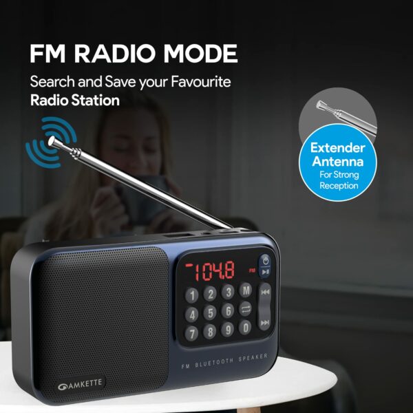 Pocket Mate Digital FM Radio & Bluetooth Speaker - 8H Playtime - Image 3