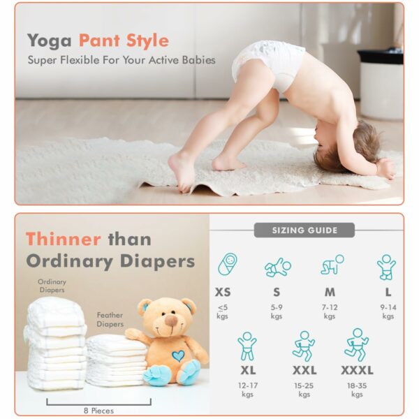 Premium Feather Diaper M Size for Babies 7-12 kgs - 48 Pack - Image 4