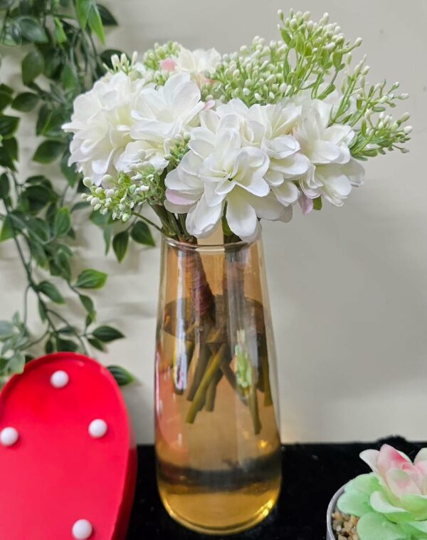 Artificial Dahlia Flower Bunch for Home & Event Decor - White - Image 2