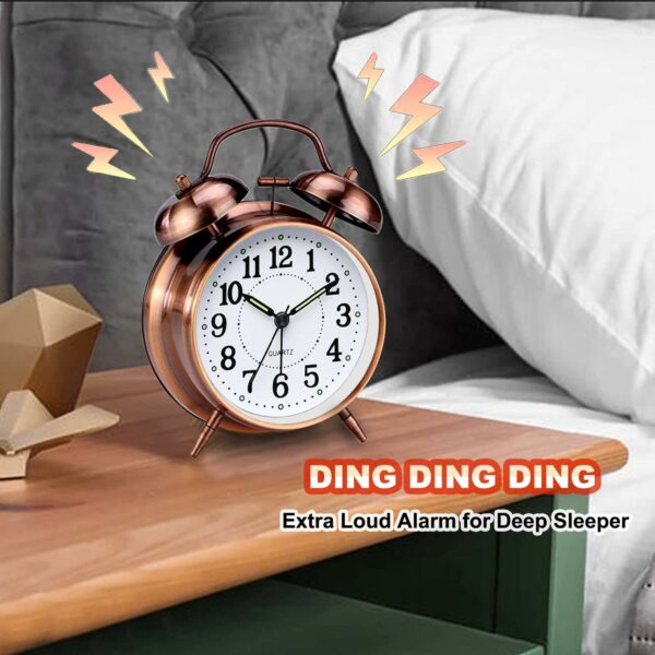 Loud Twin Bell Alarm Clock for Heavy Sleepers - Retro Design - Image 2