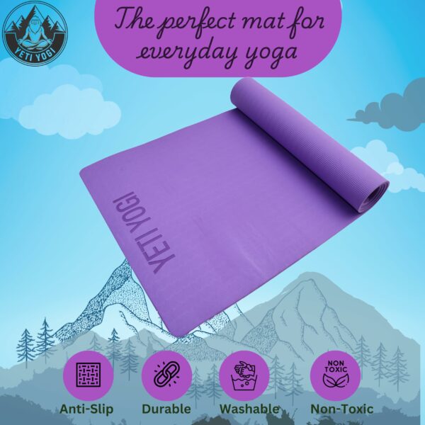 Extra Thick TPE Yoga Mat with Carrying Strap - 6 mm Anti-Slip - Image 2