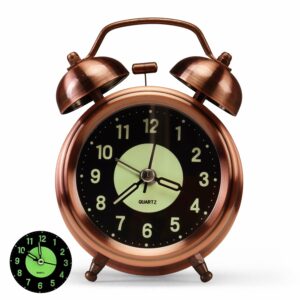 Vintage Twin Bell Alarm Clock - Super Loud & Luminous