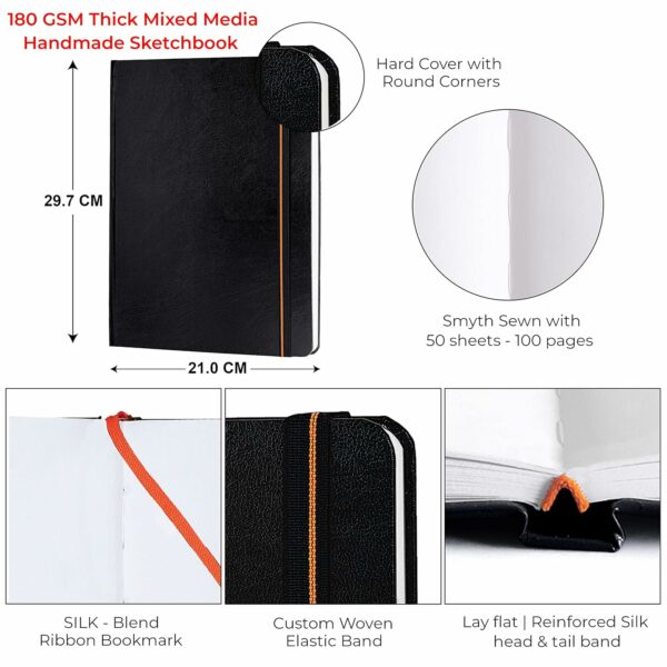Premium A4 Sketch Book - 180 GSM, 100 Pages, Handmade - Image 5