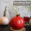 Set of 2 Ceramic Pomegranate Showpieces with Gold Crown - 4 inch