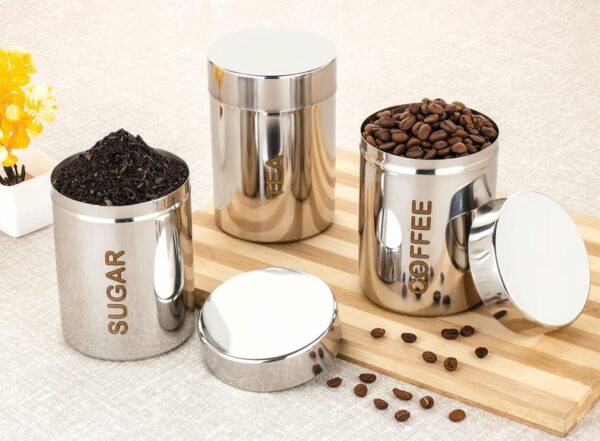 Airtight Stainless Steel Storage Canister Set ? 800 ml, Set of 3 - Image 2