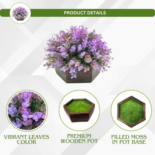 Artificial Hackleberry Purple Plant in Elegant Hexagon Pot - 15cm - Image 3