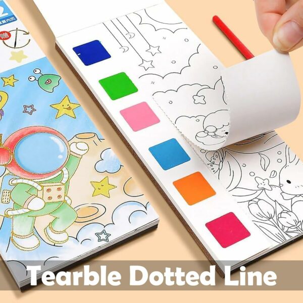 Watercolour Painting Notepad for Kids - 12 Pages, Brush Included - Image 4