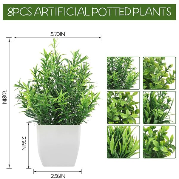 Set of 8 Artificial Eucalyptus Plants for Home Decor - Image 3