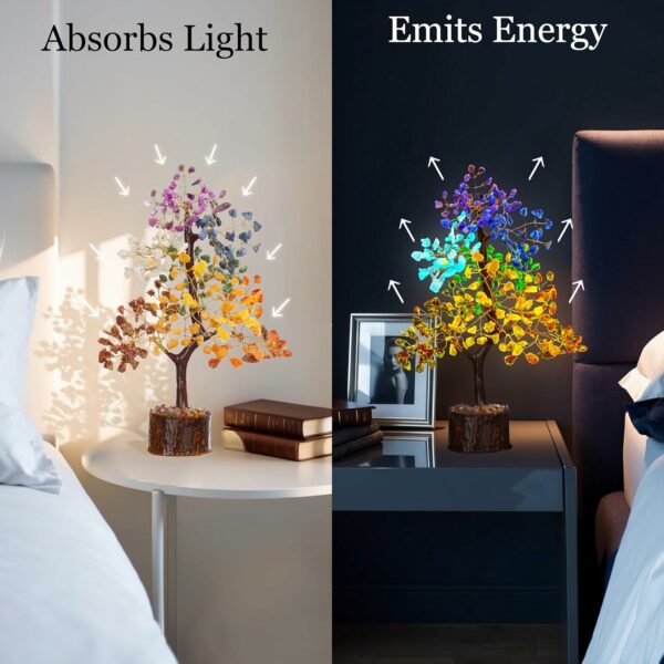 Glow in The Dark 7 Chakra Crystal Tree - 10 Inch Home Decor - Image 4