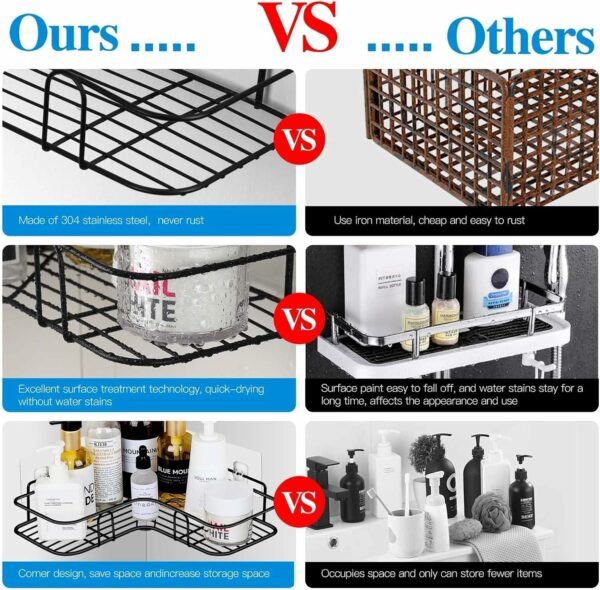 Space-Saving Metal Bathroom Corner Shelf - 2 Pcs - Image 6