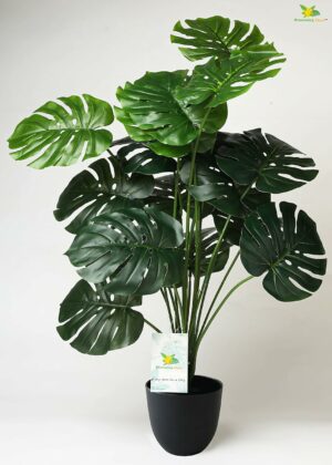 Artificial Monstera Plant with Black Pot - 63.5 cm Tall