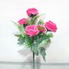 Set of 2 Dark Pink Artificial Rose Flowers Bunches - 33 cm