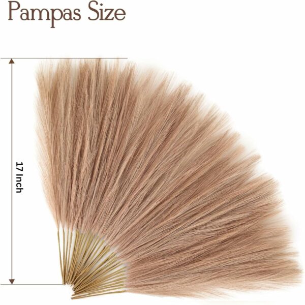 3 Pcs Faux Pampas Grass - 17 inch Artificial Fluffy Flowers for Home & Office Decor - Image 4