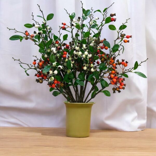 Real Touch Artificial Rosehips Berries Stick - 88 CM - Image 5