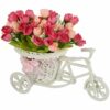 Cycle Shape Flower Vase with Peonies for Home Decor - 21x19 cm
