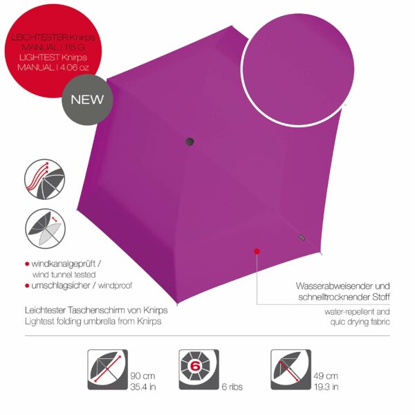 Compact Windproof Travel Umbrella - 90cm Canopy, Manual Open - Image 2