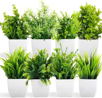 Set of 8 Artificial Eucalyptus Plants for Home Decor