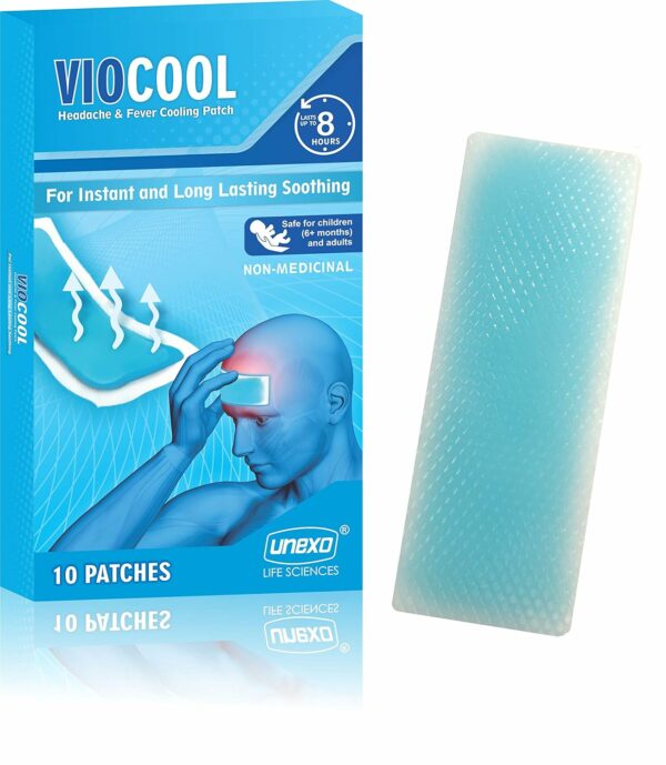 Headache and Fever Cooling Patch - Hydrogel Relief, 11cm x 4cm