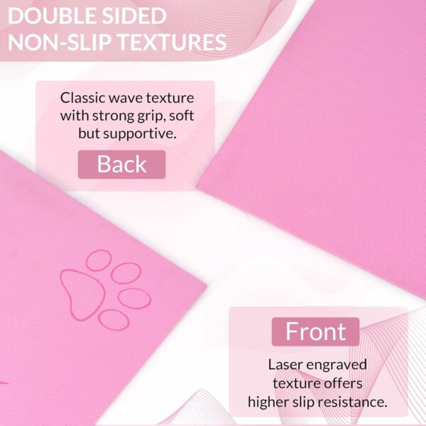 Kids Cat Design Yoga Mat with Carrying Strap - 2x4 ft Pink - Image 5