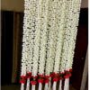 Artificial Jasmine Buds & Clustered Rose Strings - 2.5 ft, Red (6 Strings) for Festive Decor