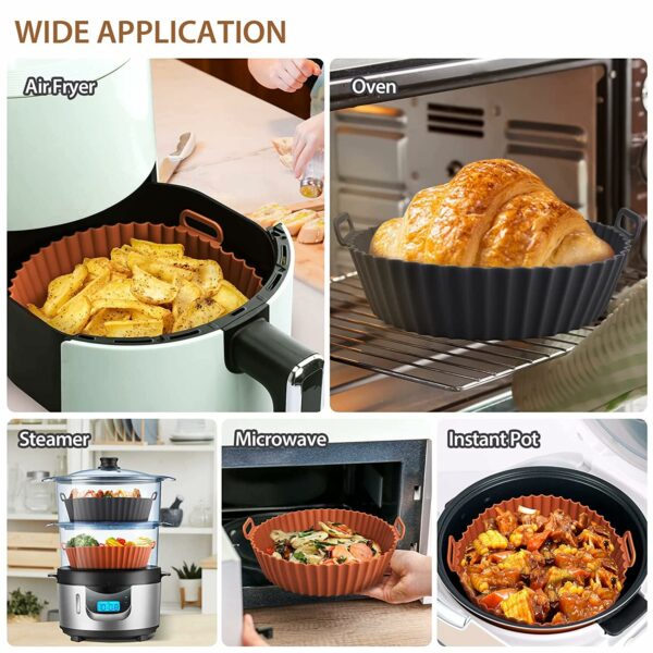 Round Silicone Air Fryer Liners - Nonstick & Reusable, 8 inch, Pack of 2 - Image 3