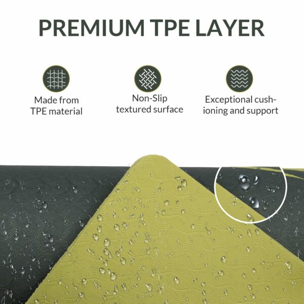 8mm Eco-Friendly Anti-Slip Yoga Mat with Carry Bag - Army + Lemon - Image 2