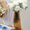 Artificial Dahlia Flowers - 7-Stem Faux Floral Bouquet for Home & Office Decor, White