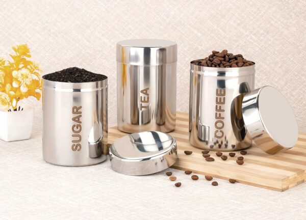 Airtight Stainless Steel Storage Canister Set ? 800 ml, Set of 3 - Image 3